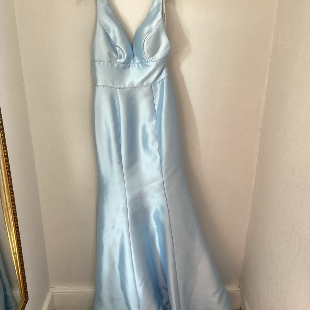 Sherri Hill Light Blue Satin Gown